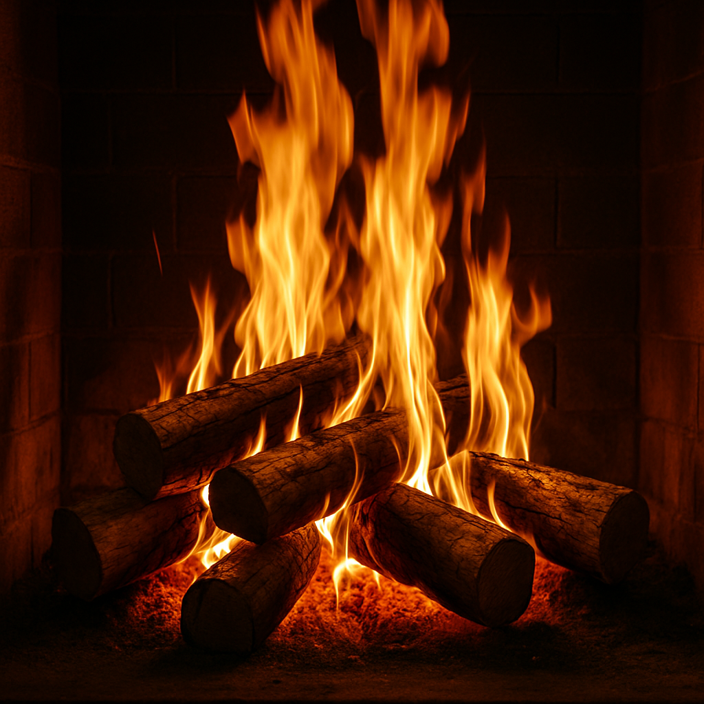 Płomienie w kominku